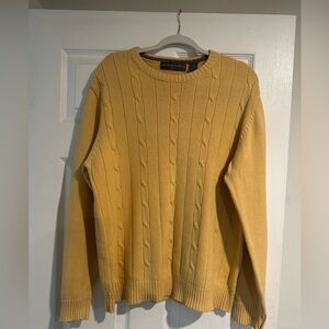 Oscar de la Renta Yellow Crewneck Cotton Sweater